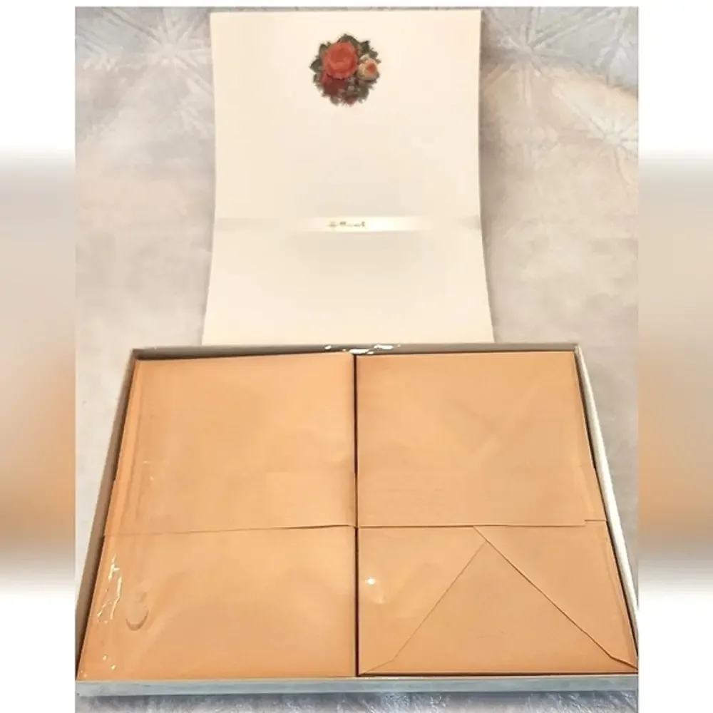 Rose Peony Hallmark Historical Collection Decorated‎ Set of Vintage Stationery.